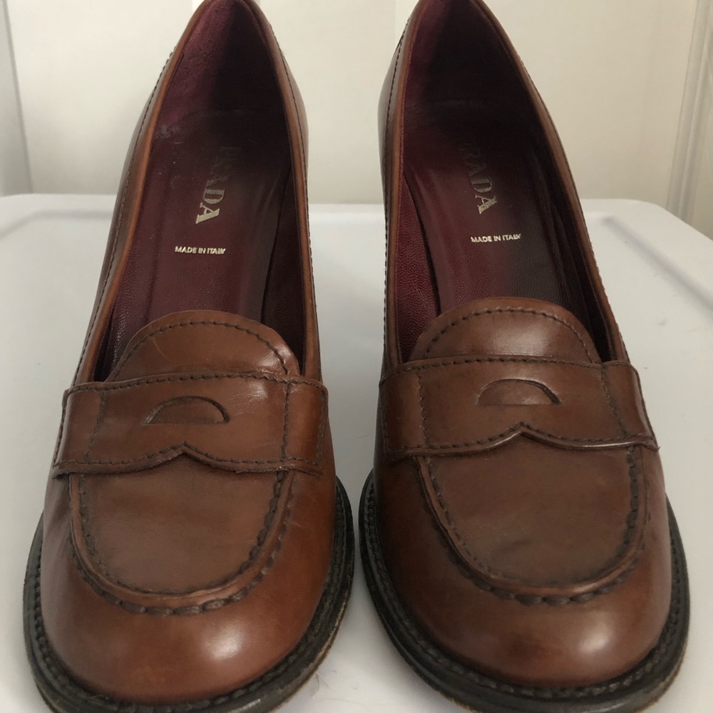 Prada High Heel Penny Loafers